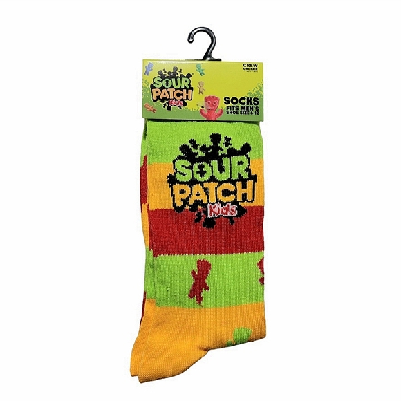 3/$20 Sour Patch Kids Crew Crazy Socks Mens Womens Green Red Unique Fun - Picture 2 of 5